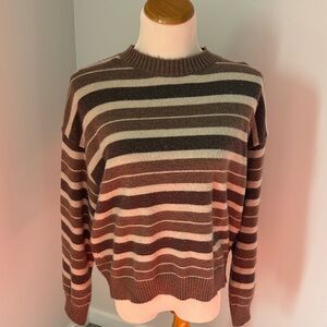 Striped Crewneck Sweater - Brown and Cream